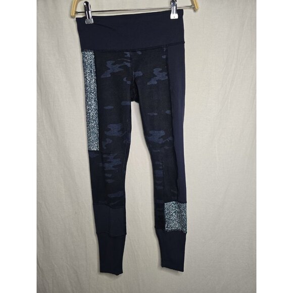 LULULEMON WUNDER UNDER Pant Sashiko Inkwell Navy Blue Camo  camouflage Size 4 - Picture 1 of 5